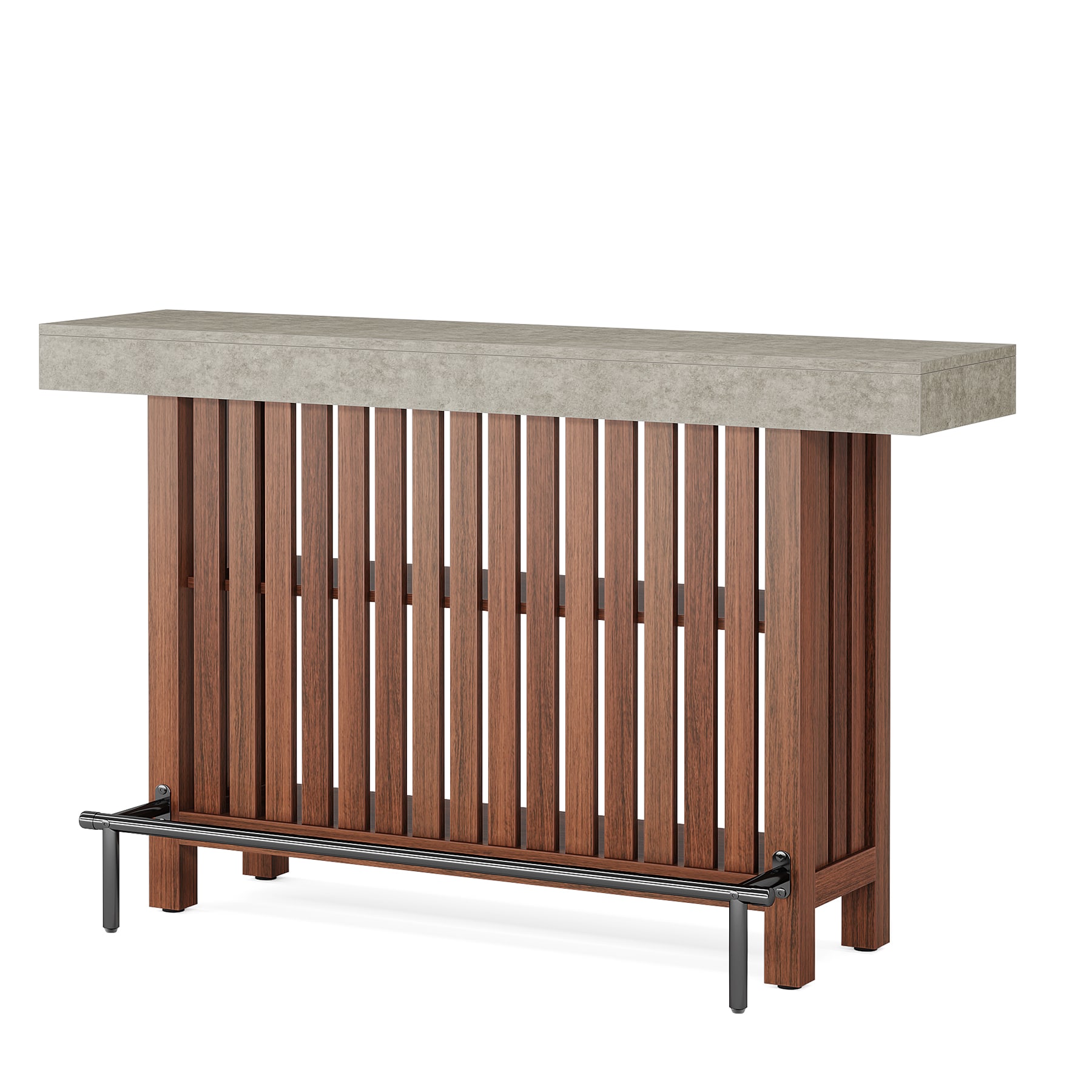 Home Bar Unit, Modern 2-Tier Bar Table With Footrest_voghion.com